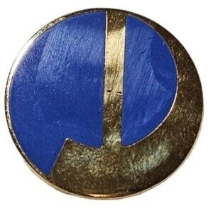 Vintage Blue Gold Tone Round Lapel Pin Retro Fashion Accessory Jewelry Women